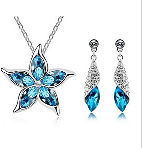 Sweety Girl Jewelry Blasting Of Parthenocissus Flower Austria Crystal Earrinnecklace Two Piece Suit - Crystal Eye 1297-115