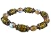 Bracelet - B88 - Faceted Glass and Murano Style Beads - Stretch ~ Olive Green and Gold