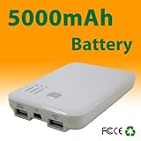 5000mAh External Backup Battery Power Bank with DuaL USB Port Charger Adapt ....
