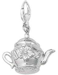 Sterling Silver TEAPOT WITH FLOWER DESIGN Charm