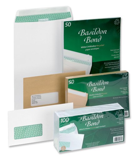 Basildon Bond Envelopes C4 White wrapped Pk50
