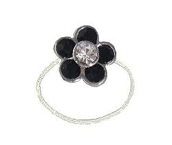 Toe Ring - T47 - Crystal Illusion - Flower ~ Jet (Black) with Clear Center