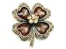 Brown Austrian Rhinestones Beads Flower Brooch Pin title=