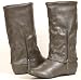 Fold Over Cuff Women GRAY Faux Leather Flat Boots