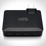 4 Port USB Wall Charger - Ultra Slim Foldable Four Port USB AC Charger Great for Charing and Powering up to 4 Devices at Once - Ideal for iPod, iPhone, Android, Evo, Samsung, Kindle, GPS, Bluetooth Headsets, HTC, BlackBerry, and More