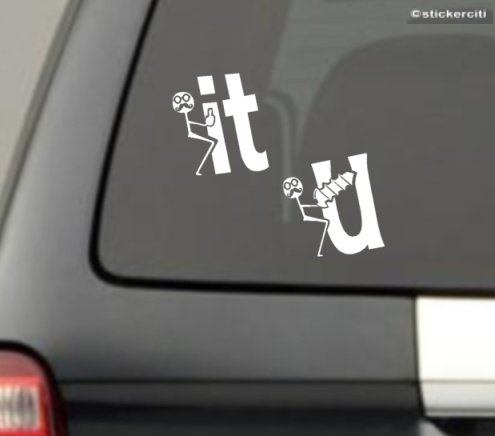 F**K IT & Screw you Funny Mustanch Sticker Decal (Come With Stickerbomb hand decal)