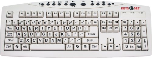 Large Print USB Computer Keyboard (White with Black Letters) for Visually Impaired Individuals or No Strain Eye - Vision Comfort