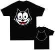 Felix the Cat Face Outline Black T-Shirt Tee