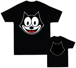 Felix the Cat Face Outline Black T-Shirt Tee