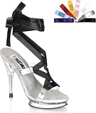 All Sexy Shoes - Fairy-08 Clear Platform Sandal With Interchangeable Lace Up Leg Ribbons