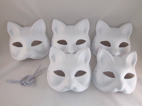 Hope you re painting fun Tick Nick everyone! Set of 5 / Costume fancy dress cosplay tool DIY handmade mask mask mask summer festival white fox Mask deals (japan import)