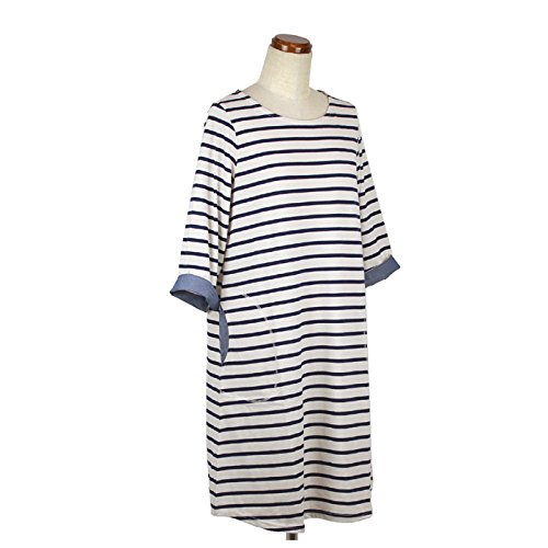 une-lueur[アン・リュール] TCボーダー7分袖ロングワンピース