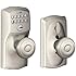 Schlage FE595 CAM 619 GEO Camelot Keypad Entry with Flex-Lock and Georgian Style Knobs, Satin Nickel