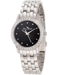 Lucien Piccard Womens 11696-11 Monte Velan Black Textured Dial Stainless Steel Watch