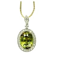 6.20cts Sphene 14K White Gold and Diamond Pendant
