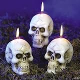 HALLOWEEN SKELETON SKULLS CANDLES (Real Wax Candles) HALLOWEEN DECOR - 3-PACK