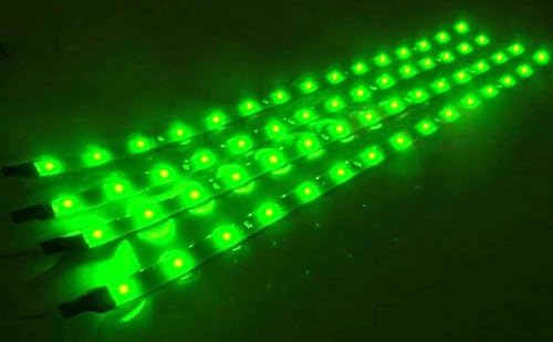 Cutequeen Trading 30cm 5050 12smd LED Car Flexible Waterproof Light Strip Green (pack of 4)