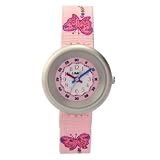 Limit Time Teacher White Dial Pink Butterfly Fabric Strap Girls Watch 6698
