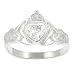 Sterling Silver and Clear CZ Claddagh Ring