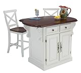 3pc Kitchen Island and Stools Set in White Finish
