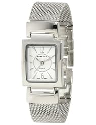 Ellen Tracy Womens ET5048SL Silver Mesh Square Case Silver Dial Watch