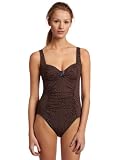 Calvin Klein Womens Cheetah Shirred One Piece Swimsuit