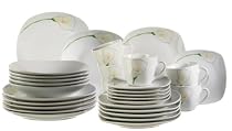 Domestic 920474 Calla Porzellan Kombiservice 30-teilig mit je 6 Tassen, Untertassen, Dessertteller,Teller tief, Teller flach