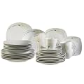 Domestic 920474 Calla Porzellan Kombiservice 30-teilig mit je 6 Tassen, Untertassen, Dessertteller,Teller tief, Teller flach