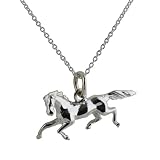 Pendentif en argent fin 925/1000 représentant cheval au galop avec chaîne Rolo