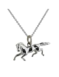 British Jewellery Workshops Silver 13x26mm Running horse with Rolo chain