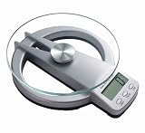 SAI Super Quality Electronic Digital Portable Circular Fancy Kitchen Scale With Elegant Tempered Glass Top - High Precision Exact Weight And Measurement Up To 11 LBs - For Cooking, Diet Control Etc. - Large LCD Display GCR-8816
