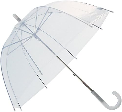 Clear Bubble Umbrella, Transparent Clear, White Handle 29" Length, Display Diameter 35"