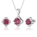 Exclusive Splendor: 9.50 carat Concave-Cut Snowflake Shape RubyPendant Earring Set in Sterling Silver