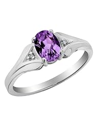 Amethyst Ring with Diamonds 3/4 Carat (ctw) in 10K White Gold