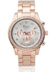 Brinley Co. Womens Rhinestone Accent Metal Link Watch