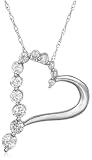 10k White or Yellow Gold Diamond Journey Heart-Shaped Pendant (1/2 cttw, H-I Color, 12-I3 Clarity)