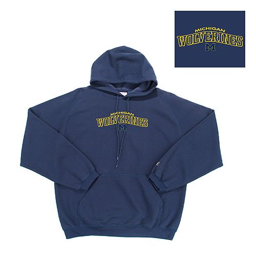 Michigan Wolverines NCAA Goalie Hooded Sweatshirt (Navy Blue) (Full Chest Logo)
