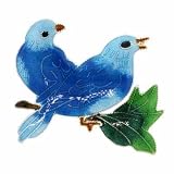 Sterling Silver Two Blue Birds on a Branch Enamel Pin