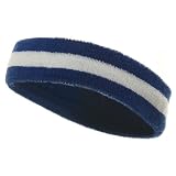 Terry Stripe Headband-Royal White W15S28C