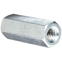 Grade 2 Carbon Steel Coupling Nut, UNF 2B Threads, 3/8"-16 Thread Size, Pack Of 30