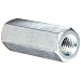 12L14 Steel Coupling Nut, Zinc Plated Finish, Grade 2, Right Hand Threads, Corrosion Resistant, 3/8"-16 Threads, 5/8" Width Across Flats (Pack of 30)
