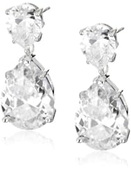 CZ by Kenneth Jay Lane "Traditional Collection" Double Pear Cubic Zirconia Drop Earrings (6 cttw)