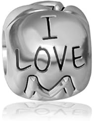 I Love Mommy Bead, Embossed in Sterling Silver