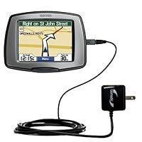 Gomadic Intelligent Compact AC Home Wall Charger for the Garmin StreetPilot C340 - High output power with a convenient, foldable plug design - Uses TipExchange Technology