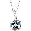 14K White Gold Swiss Blue Topaz and Diamond Pendant