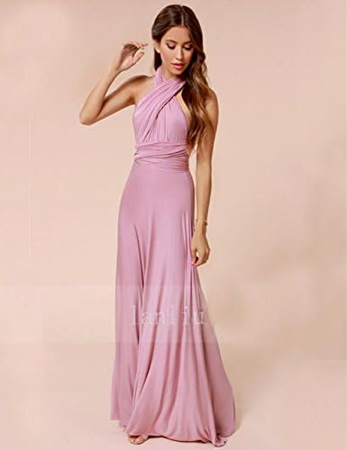 Lanliu Women's Sexy Lady Full Length Prom Gown Evening Dress Formal Dress with Kind of Way to Wear (M, Pink)