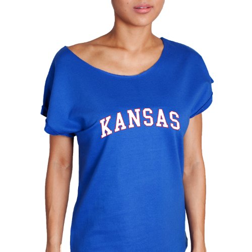 Kansas Jayhawks Off-Shoulder Top Sweatshirt, ROYAL BLUE, Medium