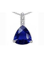 Original Star K (tm) Large 12mm Trillion Cut Created Blue Sapphire Pendant in 925 Sterling Silver