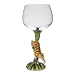 Hand-Painted and Jeweled Tiger Wine Glass.