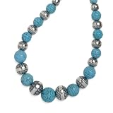 Sterling Silver Native Pearl and Blue Turquoise Bead Necklace